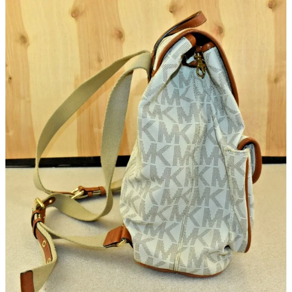 Michael Michael Kors Monogram Drawstrings Backpack Beige/Brown Bag Vintage - Picture 4 of 16